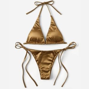 SHEIN Metallic Gold Bikini